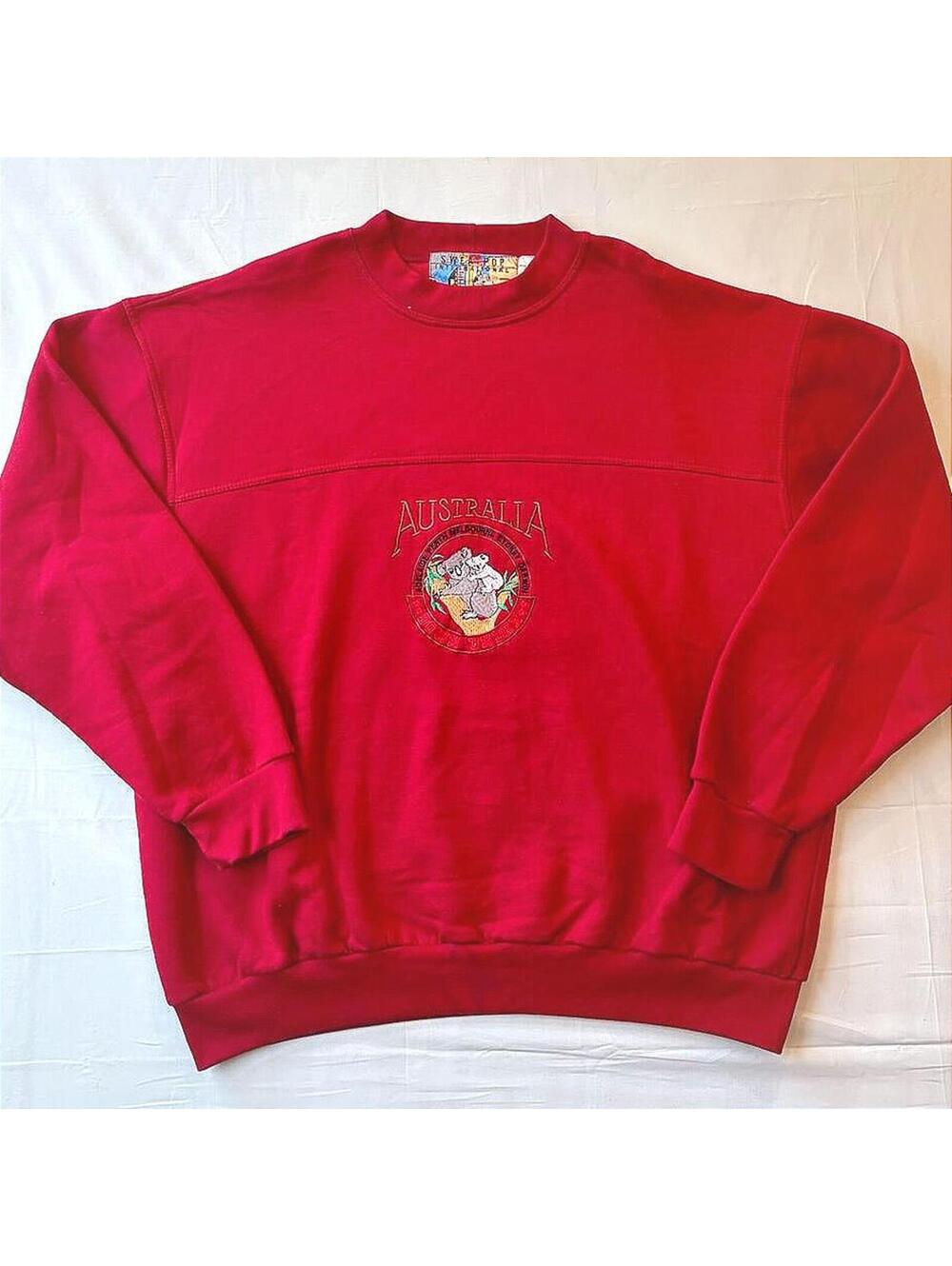 VTG 80s Australia Down Under Koala Embroidered Sweatshirt Made in Australia XXL